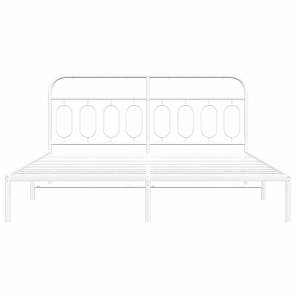 vidaXL Giroletto con Testiera Metallo Bianco 160x200 cm