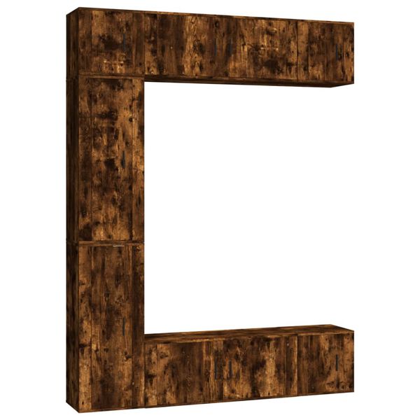 vidaXL Set di Mobili Porta TV 7 pz Rovere Fumo in Legno Multistrato