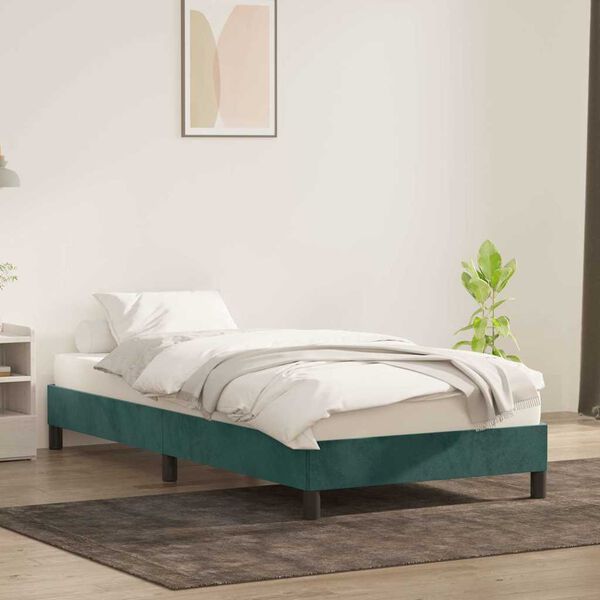 vidaXL Giroletto senza Materasso Verde Scuro 90x220 cm in Velluto