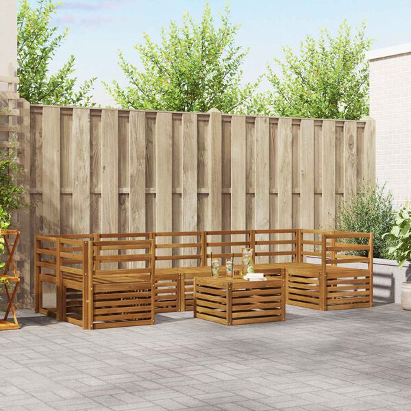 vidaXL Set divani 8 pcs Naturale Legno di Acacia Massello