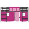 vidaXL Letto a Soppalco con Tende Bambini Rosa 90x200 cm Massello Pino