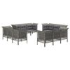vidaXL Set Divani da Giardino 12 pz con Cuscini in Polyrattan Grigio