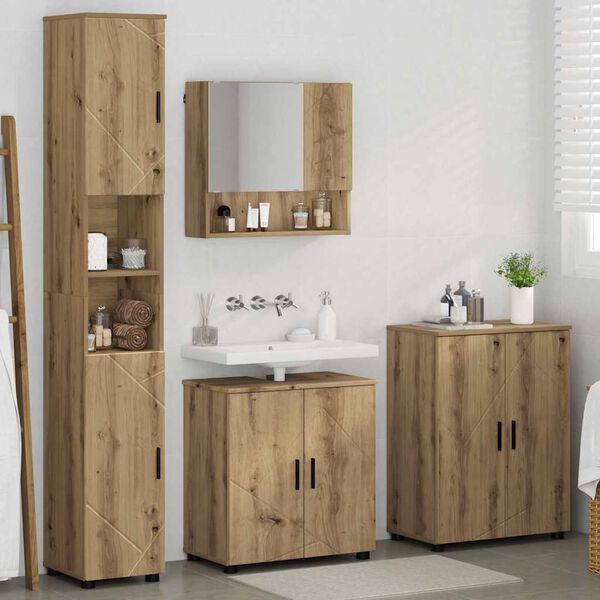 vidaXL Set di mobili per il bagno con porta 4 pcs Rovere artigianale