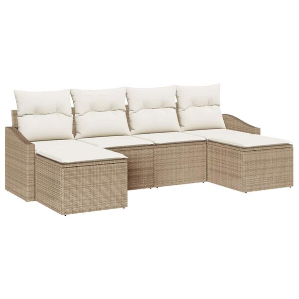 vidaXL Set di divani con cuscino 6 pcs Beige polyrattan