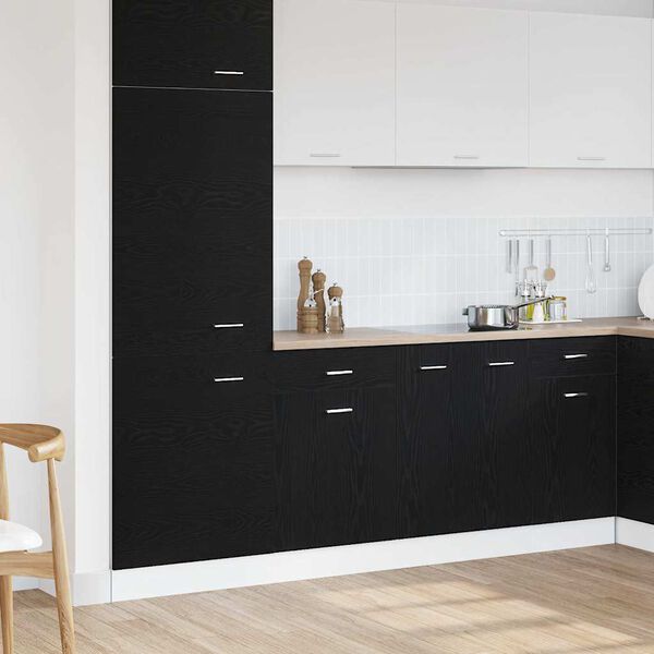 vidaXL Mobile con Cassetti Riga Rovere nero 50 x 46 x 81,5 cm