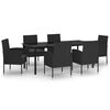 vidaXL Set Mobili da Pranzo per Giardino 7 pz Nero