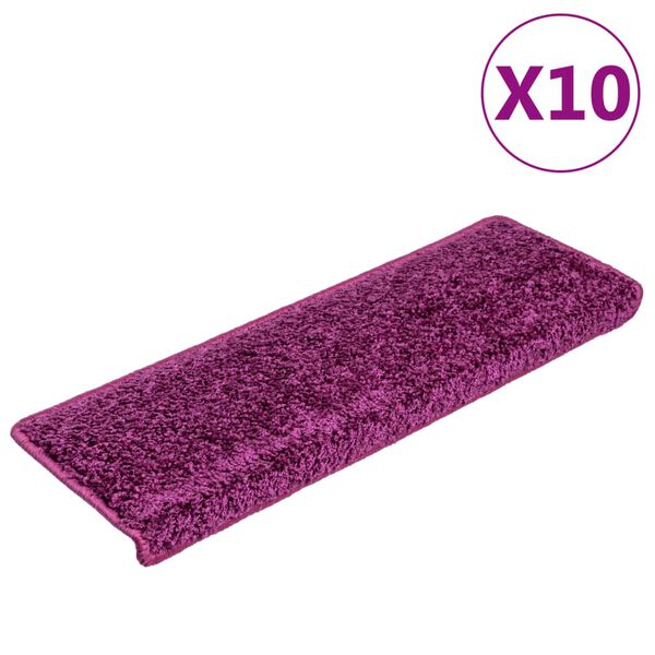 vidaXL Tappetini per scale 10 pz 65x21x4 cm Viola Bordo rettangolare