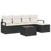 vidaXL Set di divani 6 pz 5-Numero di posti Nero e Crema polyrattan