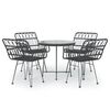 vidaXL Set da Pranzo da Giardino 5 pz Nero in Polyrattan