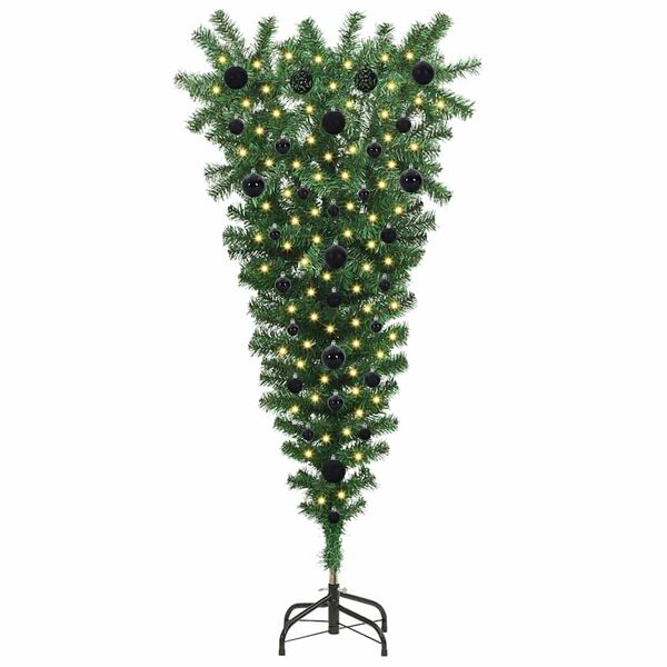 vidaXL Albero di Natale artificiale pre-illuminato capovolto con set di palline