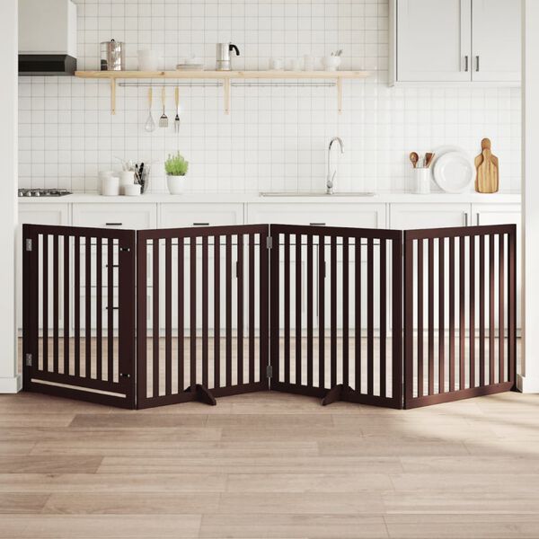vidaXL Cancello Cani Porta Pieghevole Marrone 4 Pannelli 320cm Pioppo