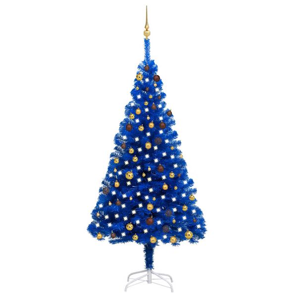 vidaXL Albero di Natale Preilluminato con Palline Blu 210 cm PVC