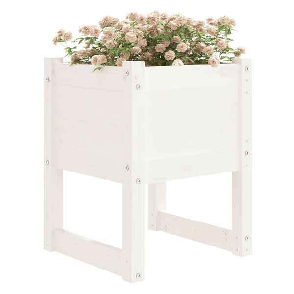 vidaXL Fioriere 2 pz Bianche 40x40x52,5 cm in Legno Massello di Pino