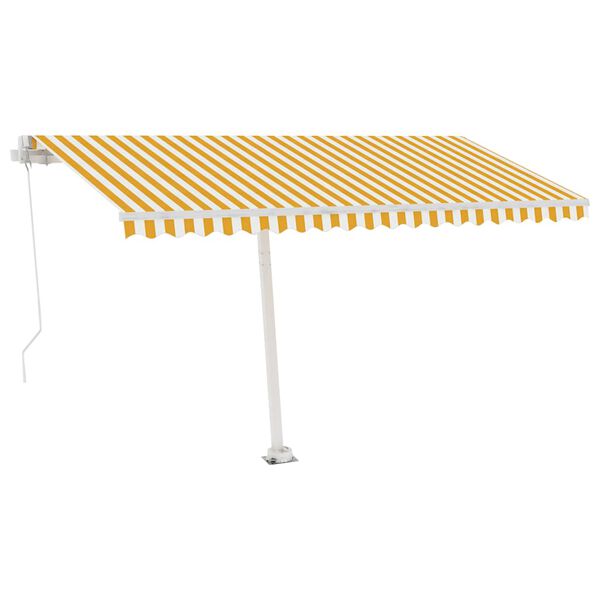 vidaXL Tenda Retrattile Manuale con Palo 400x300 cm Giallo Bianco