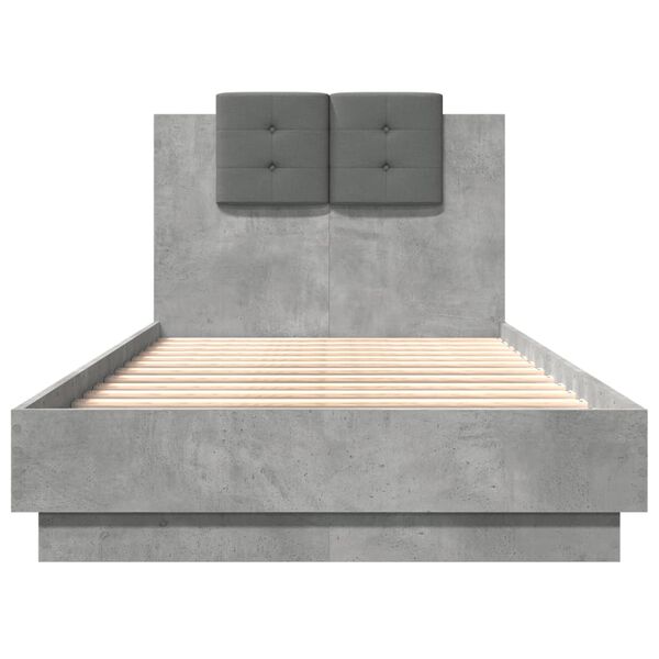 vidaXL Giroletto e Testiera Grigio Cemento 90x190 cm Legno Multistrato
