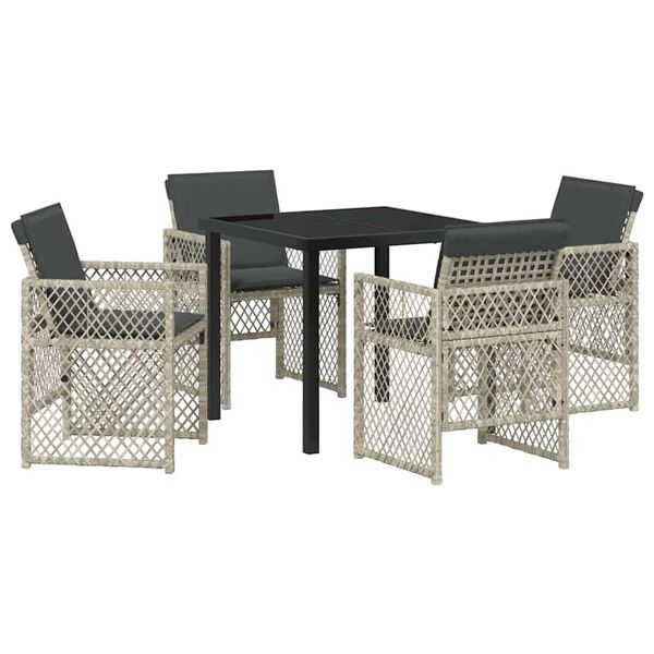 vidaXL Set da Pranzo per Giardino 5 pcs Grigio chiaro polyrattan