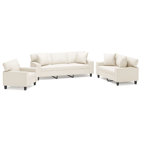 vidaXL Set di Divani 3 pz con Cuscini Crema in Similpelle