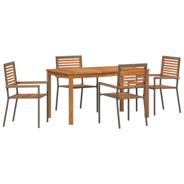 vidaXL Set da Pranzo per Giardino 5 pcs Grigio