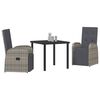 vidaXL Set da Pranzo per Giardino con cuscino 3 pcs Grigio polyrattan