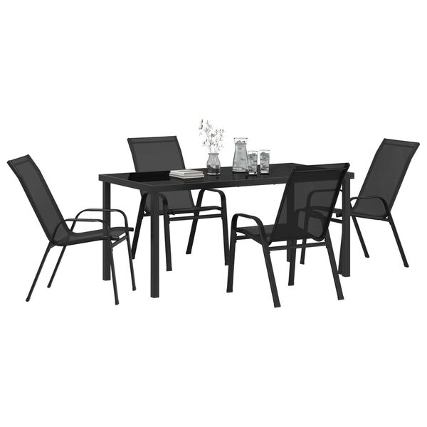 vidaXL Set da Pranzo per Giardino 5 pcs Nero