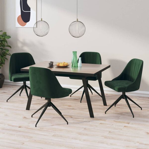 vidaXL Sedie da Pranzo 4 pz Verde Scuro in Velluto