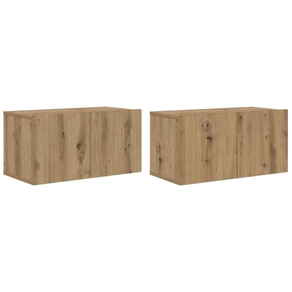vidaXL Set mobile TV 2 pcs Marrone 60 x 30 x 30 cm Legno multistrato
