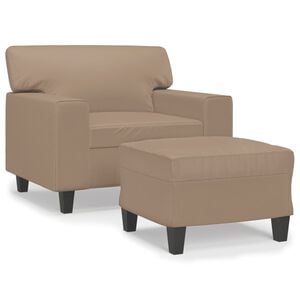 vidaXL Poltrona con Poggiapiedi Cappuccino 60 cm in Similpelle