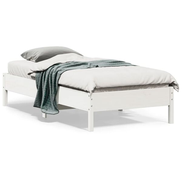 vidaXL Letto senza Materasso Bianco 75x190 in Legno Massello di Pino
