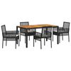 vidaXL Set da Pranzo per Giardino 5 pcs Nero polyrattan