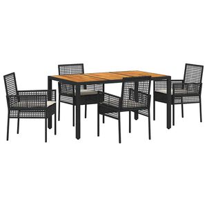 vidaXL Set da Pranzo per Giardino 5 pcs Nero polyrattan