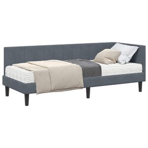 vidaXL Struttura Letto Angolare con Materasso 2 pcs Grigio Velluto