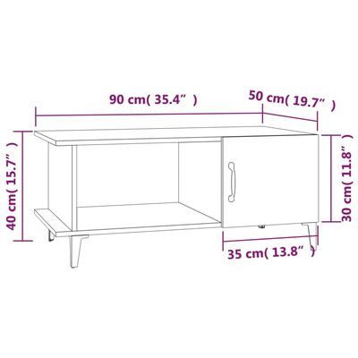 vidaXL Tavolino da Salotto Rovere Sonoma 90x50x40 cm Legno Multistrato