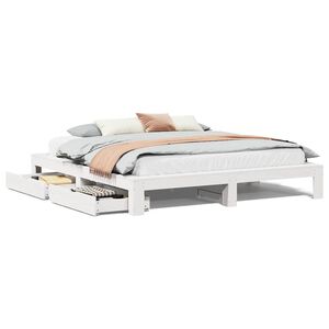 vidaXL Giroletto senza Materasso Bianco 200x200 cm Legno Massello Pino