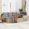 vidaXL Set Divani da Giardino 7 pz con Cuscini Beige in Polyrattan