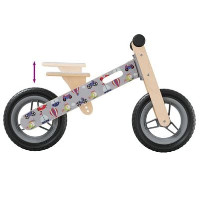 vidaXL Bicicletta Senza Pedali per Bambini Grigio Stampato