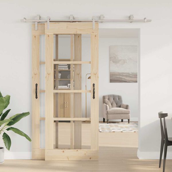 vidaXL Kit Binari Porta Scorrevole 200 cm Acciaio Inossidabile Argento