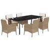 vidaXL Set da Pranzo da Giardino 7 pz con Cuscini Beige in Polyrattan