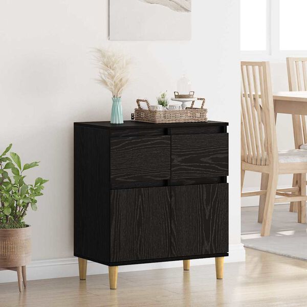vidaXL Credenza Rovere Nero 60 x 35 x 70 cm Legno multistrato