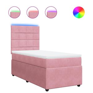 vidaXL Giroletto a Molle con Materasso Rosa 80x200 cm in Velluto