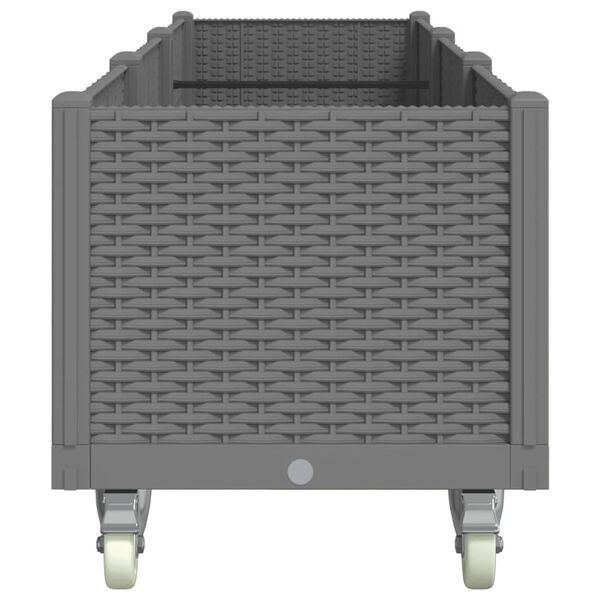 vidaXL Fioriera da Giardino con Ruote Grigio Chiaro 240x50x54 cm in PP