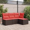 vidaXL Sgabello da giardino con cuscino marrone 55x55x37 cm in polyrattan