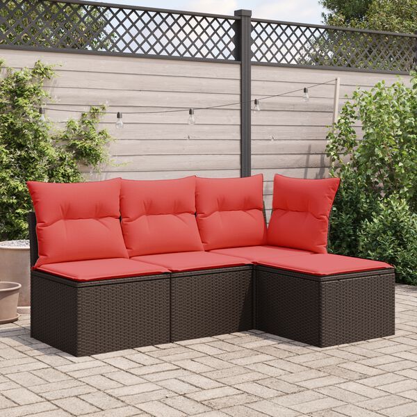 vidaXL Sgabello da giardino con cuscino marrone 55x55x37 cm in polyrattan