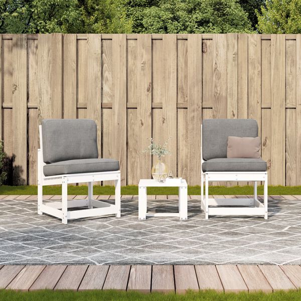 vidaXL Set Salotto da Giardino 3 pz Bianco in Legno Massello di Pino