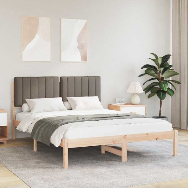 vidaXL Letto con Testiera Rivestita Talpa 135 x 190 cm Pino massello