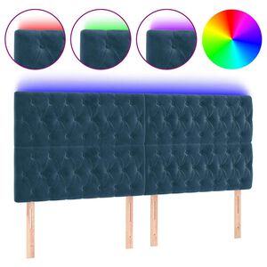 vidaXL Testiera a LED Blu Scuro 80x7x78/88 cm in Velluto
