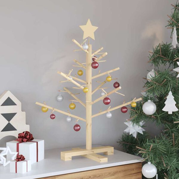 vidaXL Albero di Natale in legno Naturale 75 cm Legno di pino massello