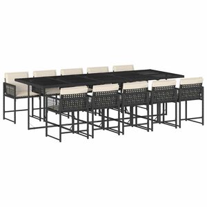 vidaXL Set da Pranzo da Giardino 11 pz con Cuscini in Polyrattan Nero