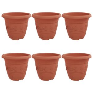 vidaXL Vaso Rotondo per Fiori 6 pcs Rosso Mattone &Oslash; 26 x 21.5 cm