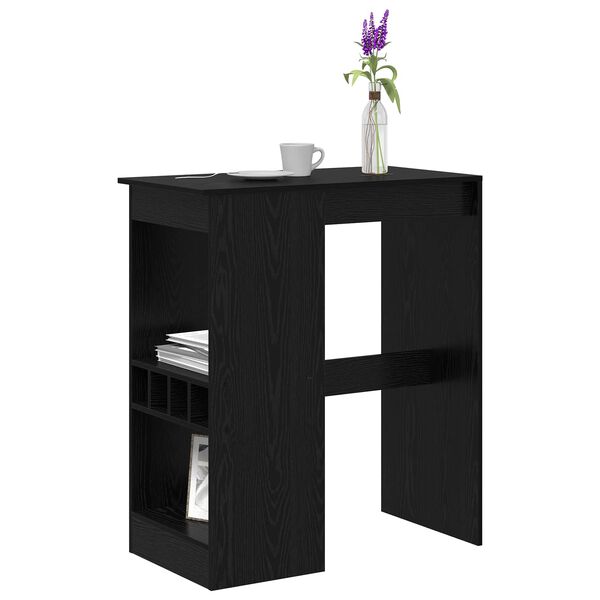 vidaXL Tavolo da bar con lo scaffale Rovere Nero 90 x 47.5 x 103.5 cm