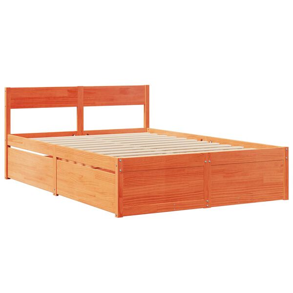vidaXL Letto senza Materasso Marrone Cera 120x190 cm in Legno di Pino